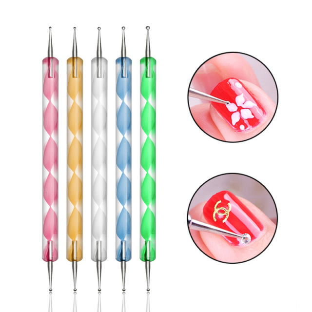 Dual-Ended 2 Ways Dotting Pens Nail Art Painting Carving Manicure Tool (B011)