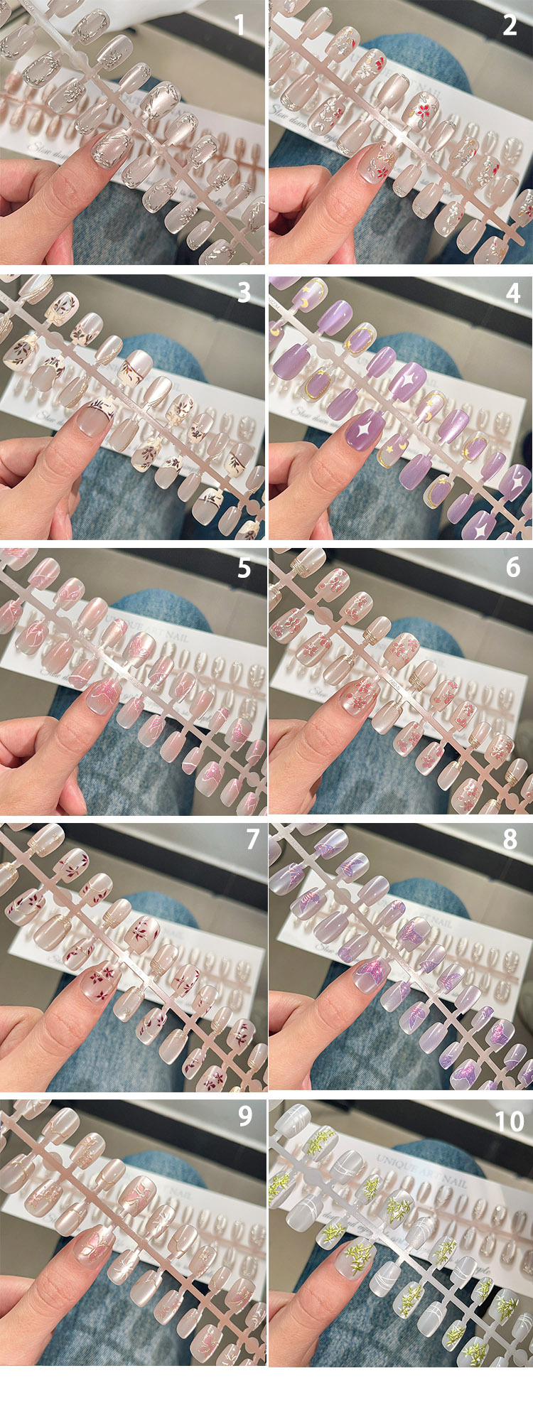 Wearable Cat Eye Gilding Press On Nail One Minute Nail Art Manicure (PNT-216)