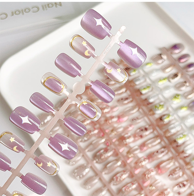 Wearable Cat Eye Gilding Press On Nail One Minute Nail Art Manicure (PNT-216)