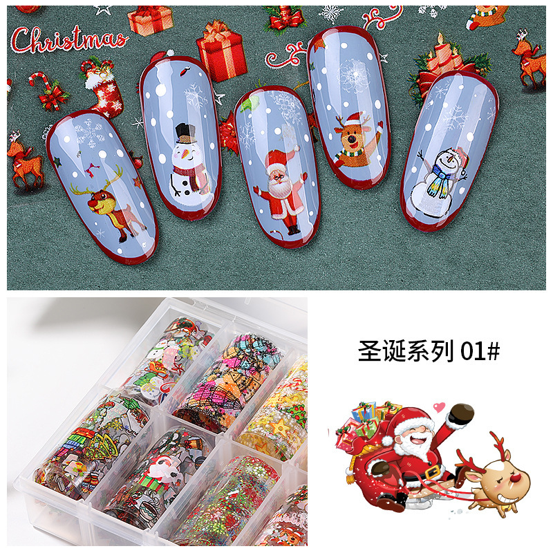 Wholesale Nail Art Transfer Foils Christmas Series Nail Wraps Sticker Manicure Slides (NPP48)