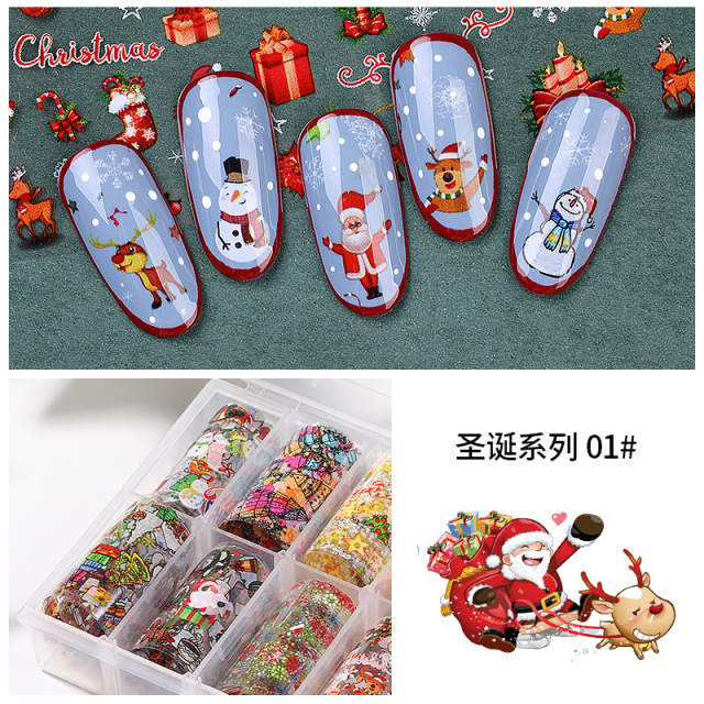 Wholesale Nail Art Transfer Foils Christmas Series Nail Wraps Sticker Manicure Slides (NPP48)