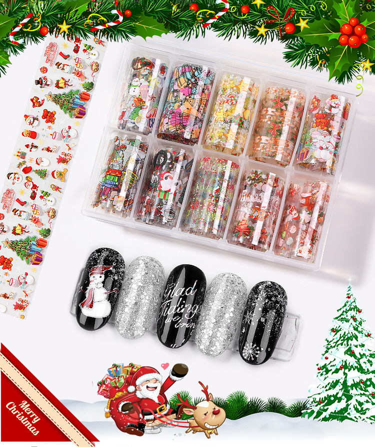 Wholesale Nail Art Transfer Foils Christmas Series Nail Wraps Sticker Manicure Slides (NPP48)