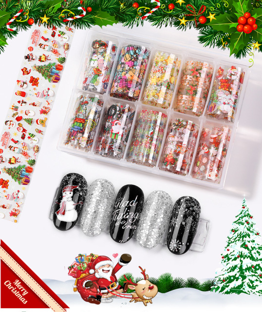 Wholesale Nail Art Transfer Foils Christmas Series Nail Wraps Sticker Manicure Slides (NPP48)