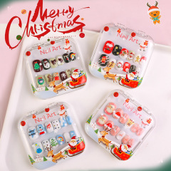 Christmas Children's Wearable False Nails 12 pcs Press On Nails Trees Snowflakes Santa (PNT-219)