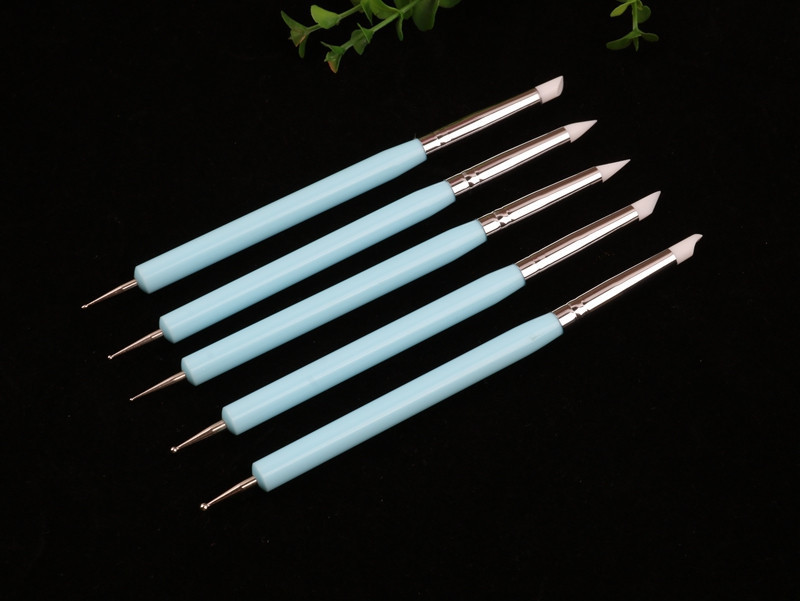 Best Nail Supply 5 Pcs 2 Ways Dotting Pens Nail Art Painting Carving Emboss Builder Manicure Tool (B012)