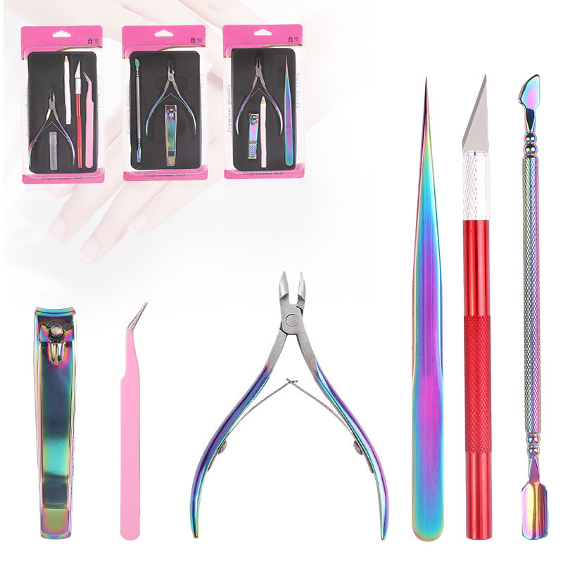 Chinese Wholesale Nail Supplies Manicure Nail Art Nipper Clipper Tweezers Cuticle Scissors Tool Sets (PRC-57)