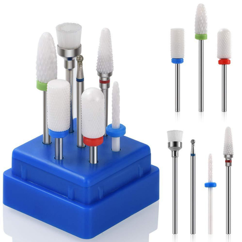 7 Pcs Manicure Ceramic Nail Drill Bits Milling Cutters Electric Files Accessories (ND012)