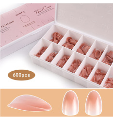 Wholesale Almond Shape False Nail Tips Fake Fingernails 600 pcs in 15 different sizes (NTS-121)
