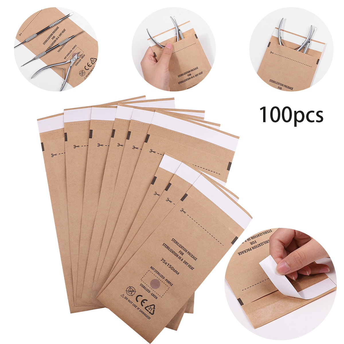 Wholesale Nail Art Sterilization Pouch Disposable Nail Disinfection Accessories Tools(P01)