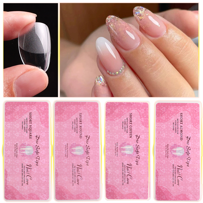 Ultra-thin Transparent Fingertips False Nail Tips Fake Fingernails 600 pcs in 15 sizes (NTS-122)