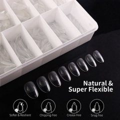 Ultra-thin Transparent Fingertips False Nail Tips Fake Fingernails 600 pcs in 15 sizes (NTS-122)