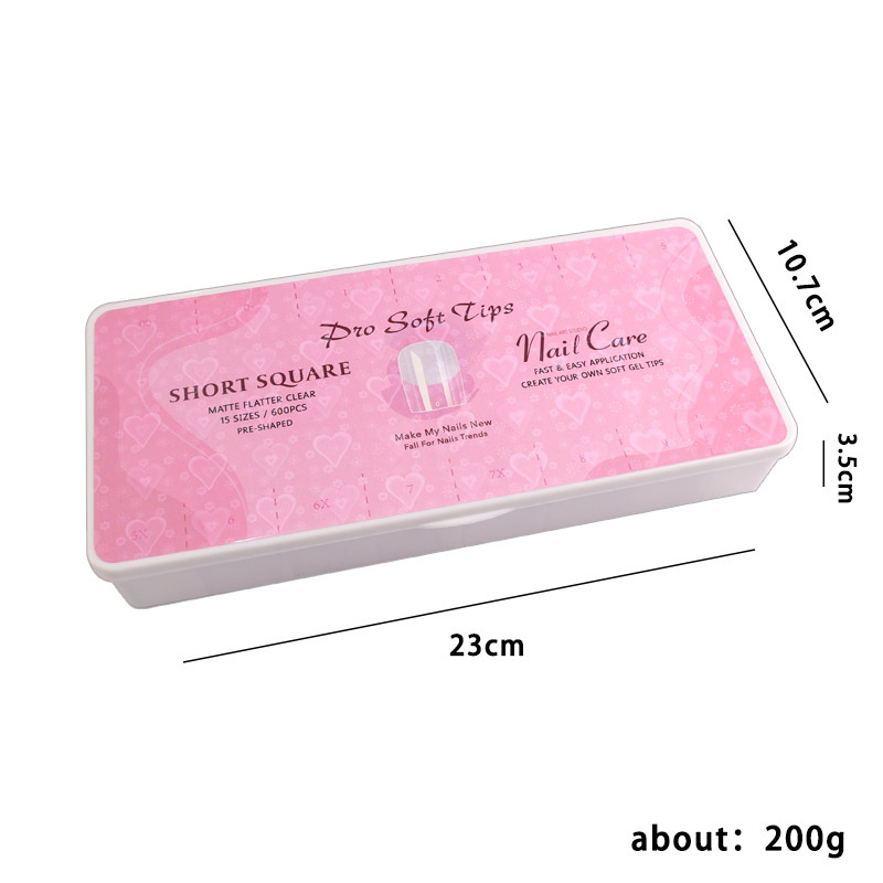 Ultra-thin Transparent Fingertips False Nail Tips Fake Fingernails 600 pcs in 15 sizes (NTS-122)