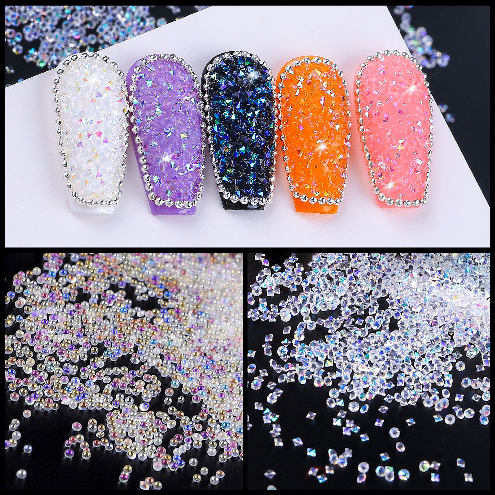 Wholesale Micro AB Crystal Rhinestones Nail Art Fairy Caviar Beads DIY Nail Accessories (D130)