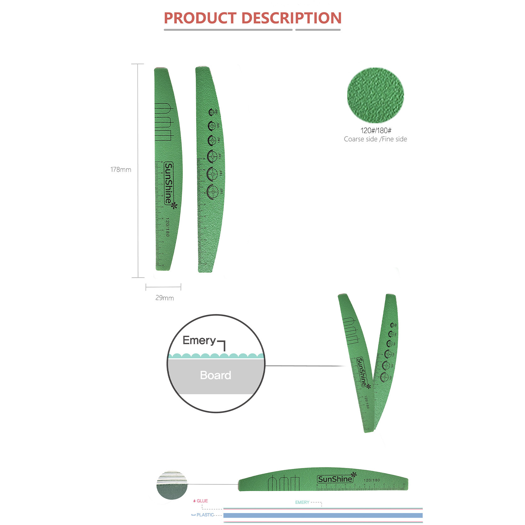 OEM Double Sided Nail Files Manicure Sanding File Tools (FF29)