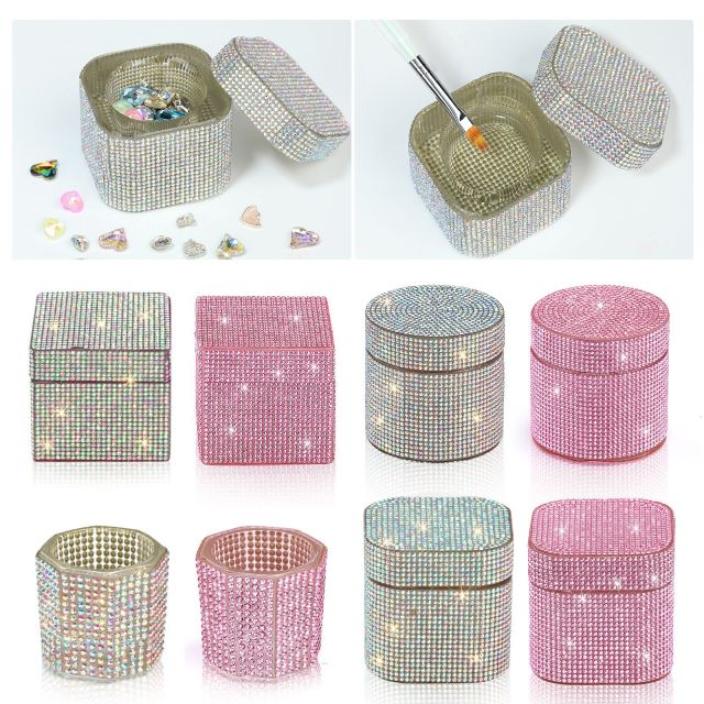Full Crystal Rhinestones Luxury Nail Art Dappen Dishes Shiny Manicure Liquid Cups (C06)