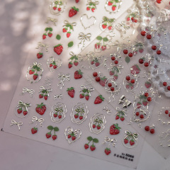 2026 3D Metal Nail Art Stickers - Strawberry & Cherry Series (NPP50)