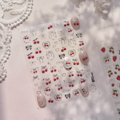 2026 3D Metal Nail Art Stickers - Strawberry & Cherry Series (NPP50)