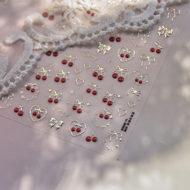 gold-strawberry-3d-nail-sticker-japanese-style