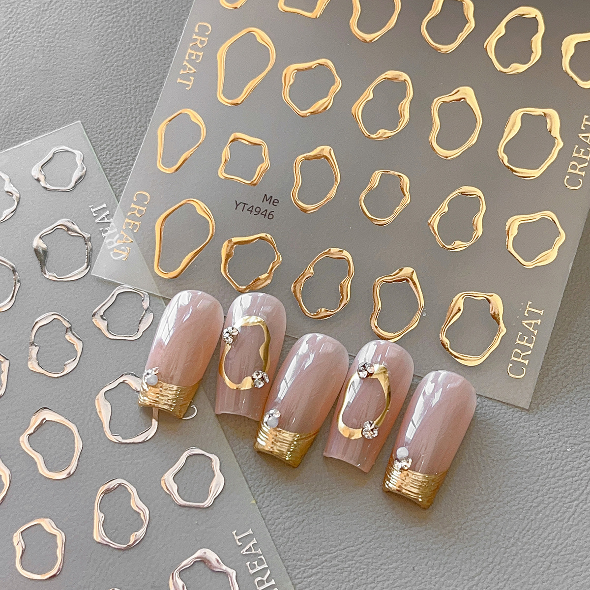 Luxury nail art supplies B2B Metallic Irregular Frame Nail Art Stickers (NPP51)