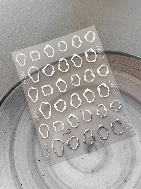 Luxury nail art supplies B2B Metallic Irregular Frame Nail Art Stickers (NPP51)