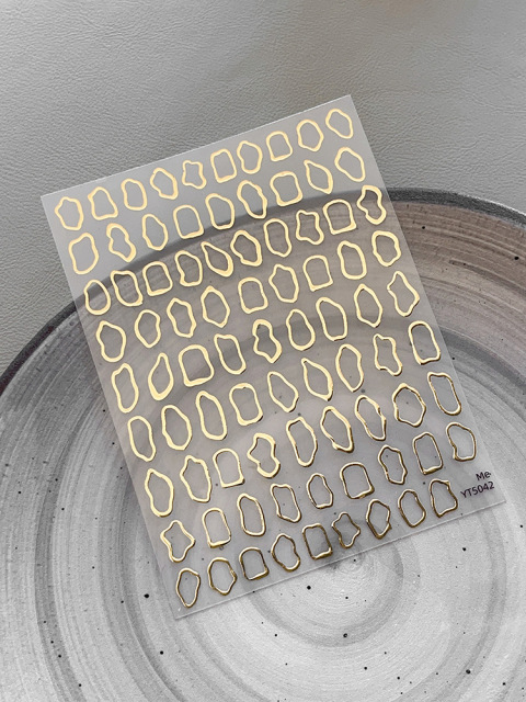 Luxury nail art supplies B2B Metallic Irregular Frame Nail Art Stickers (NPP51)