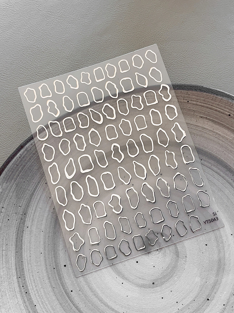 Luxury nail art supplies B2B Metallic Irregular Frame Nail Art Stickers (NPP51)
