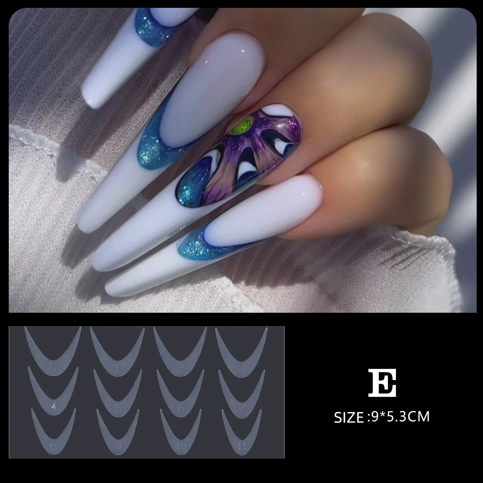 12-style crystal nail form set wholesale Professional nail stencils for salons (NPP52)