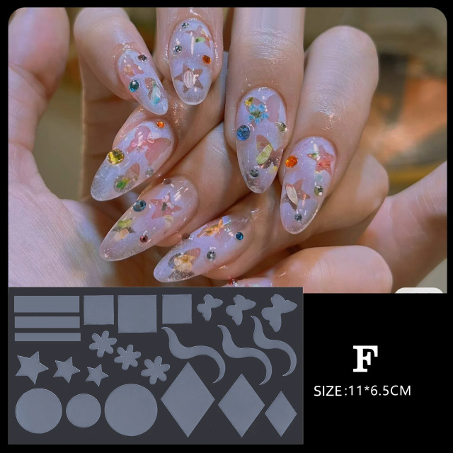 12-style crystal nail form set wholesale Professional nail stencils for salons (NPP52)