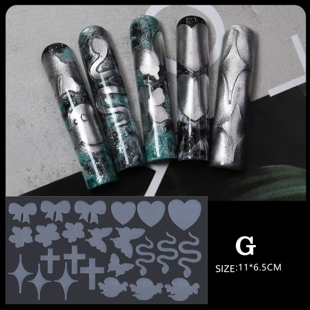 12-style crystal nail form set wholesale Professional nail stencils for salons (NPP52)