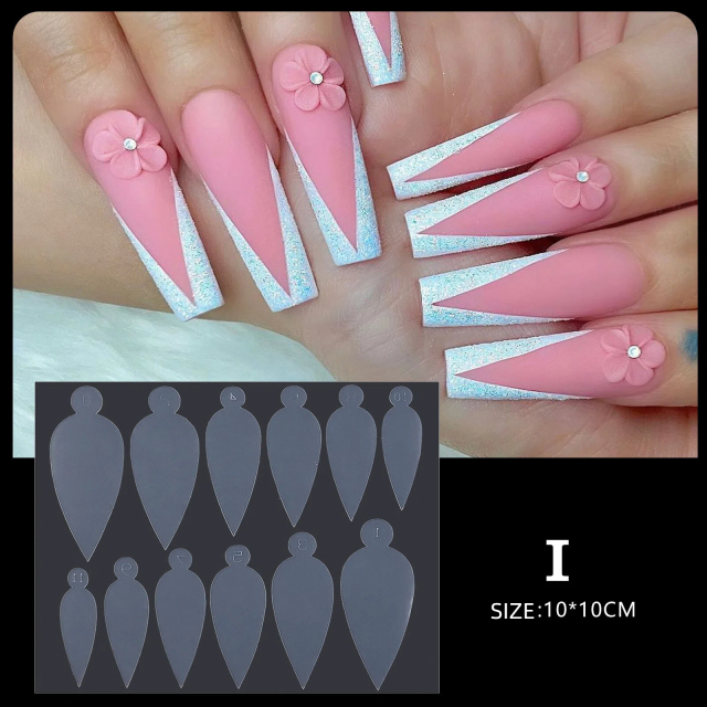12-style crystal nail form set wholesale Professional nail stencils for salons (NPP52)