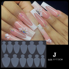 12-style crystal nail form set wholesale Professional nail stencils for salons (NPP52)