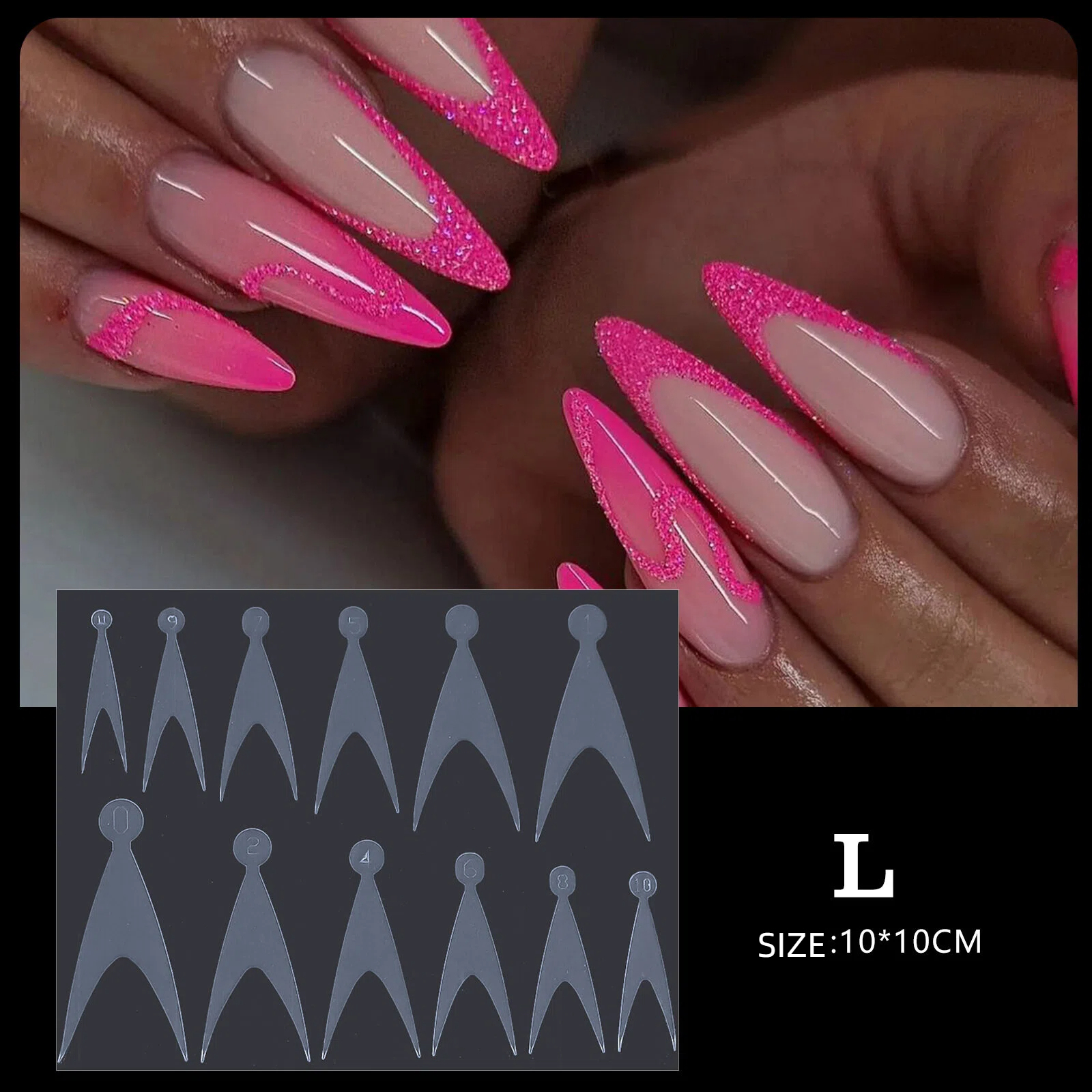 12-style crystal nail form set wholesale Professional nail stencils for salons (NPP52)