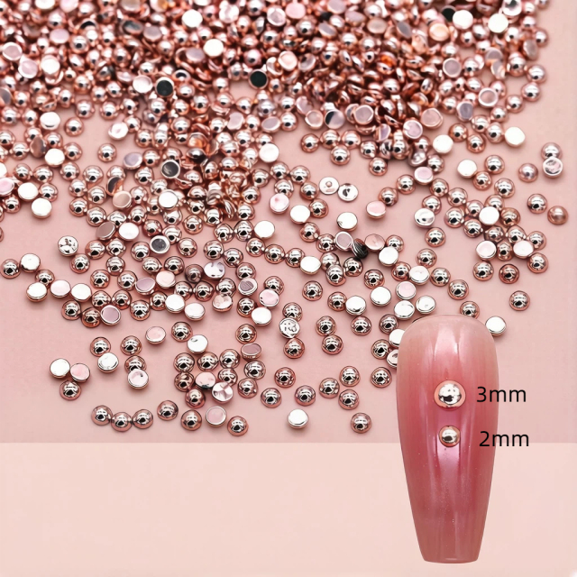 Wholesale Half-round Metal Rivet Nail Art  Pearls Manicure Accessories(D33)