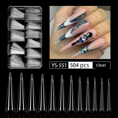 Wholesale Long Stiletto Nail Tips Sharp Pointed False Nail Tips for Salon & Distributors (NT64)