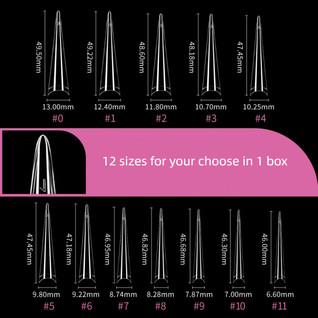 Wholesale Long Stiletto Nail Tips Sharp Pointed False Nail Tips for Salon & Distributors (NT64)