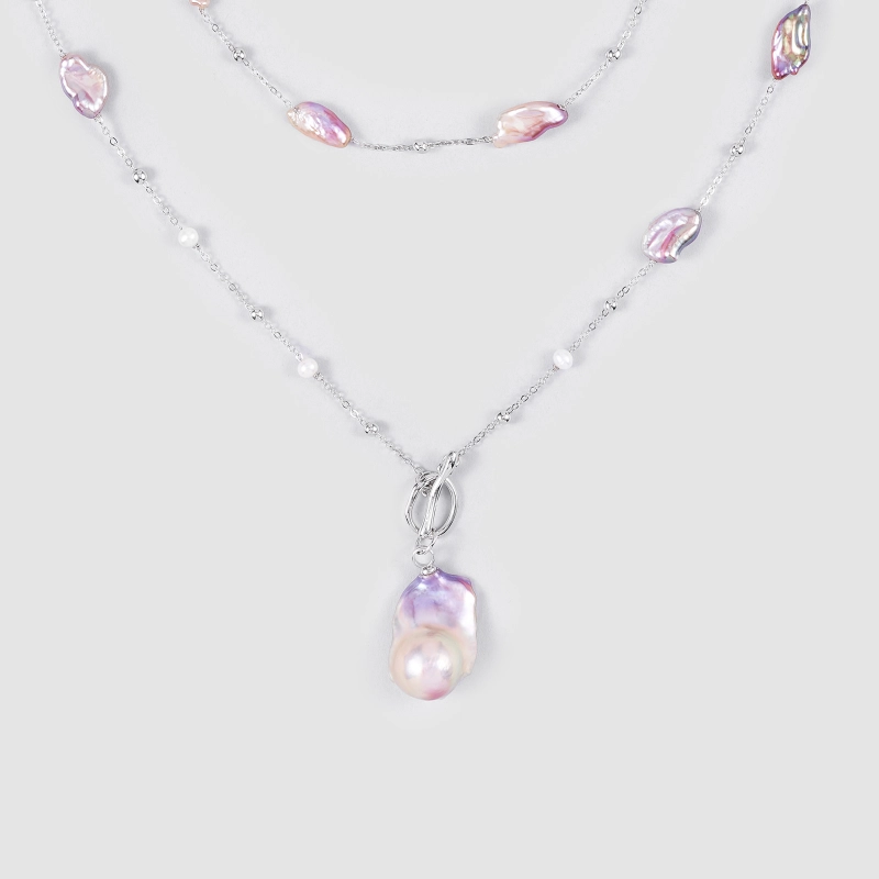 Natural pearl alloy necklace