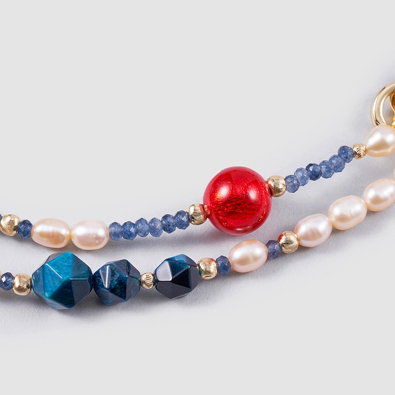 Natural Pearl Necklace  Handmade lacquer bead