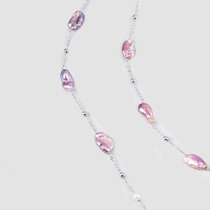 Natural pearl alloy necklace