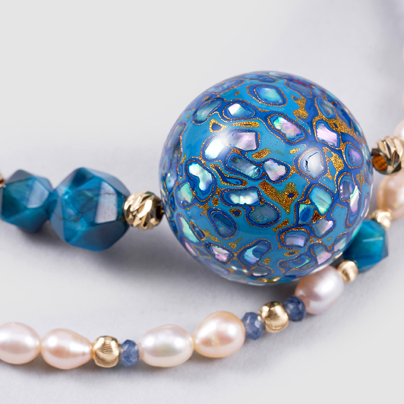 Natural Pearl Necklace  Handmade lacquer bead