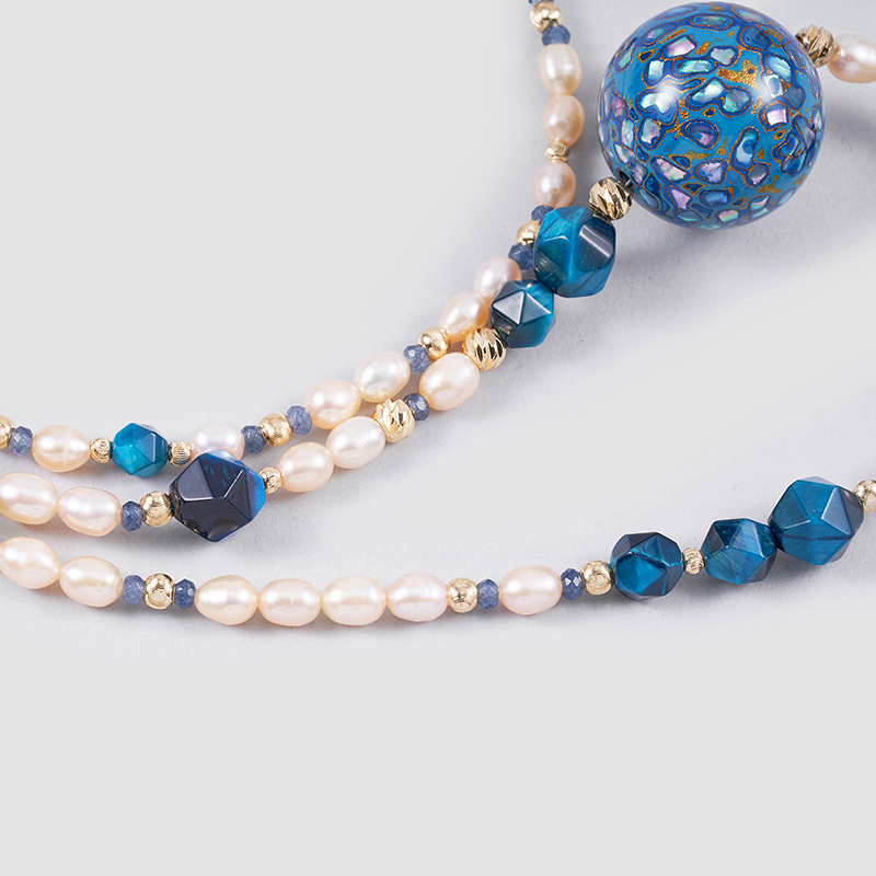 OHGGRN24026      Natural Pearl Necklace  Handmade lacquer bead