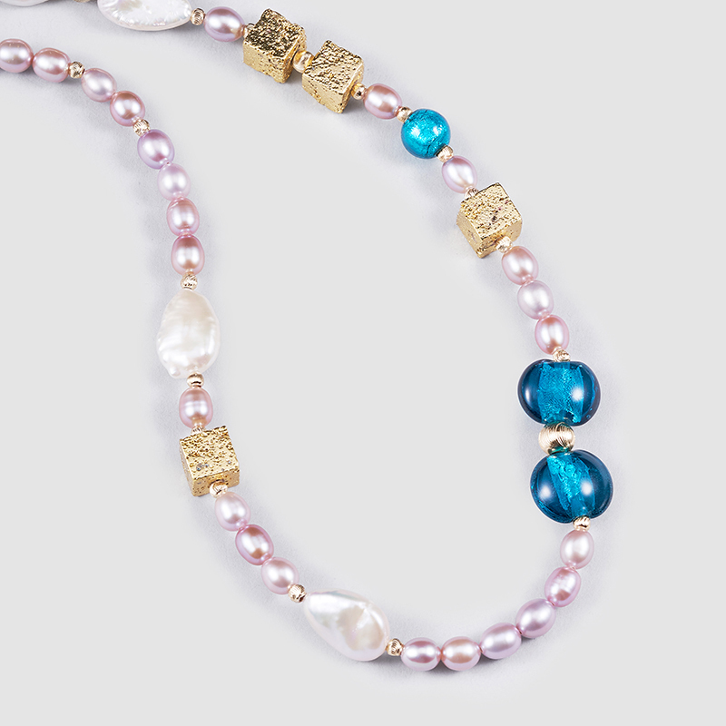 OHGGRN24013      Natural Pearl Necklace   Natural Amethyst