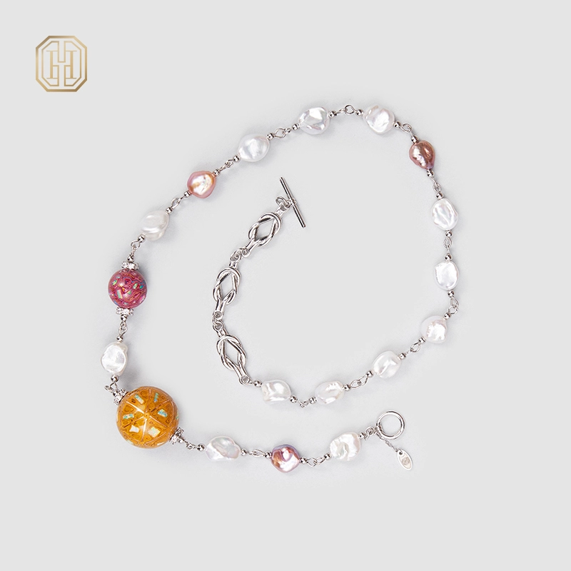 Original Handmade Natural Pearls collar chain  by OHGG - OHGGRN24183