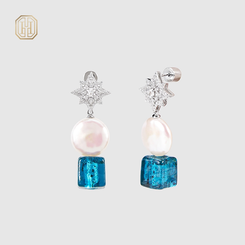 Original handmade natural pearl earrings by OHGG-OHGRN24048