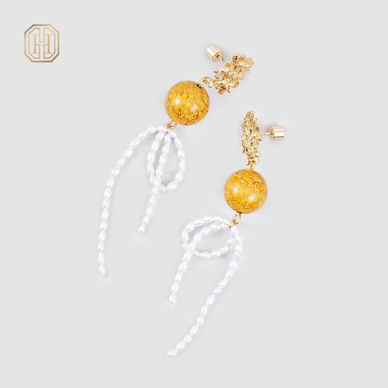 Original handmade natural pearl earrings by OHGG-OHGRN24055
