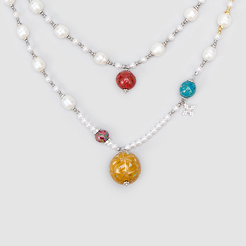 Original Handmade Natural Pearls collar chain by OHGG - OHGGRN24305