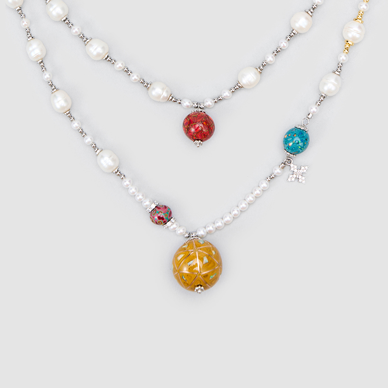 Original Handmade Natural Pearls collar chain by OHGG - OHGGRN24305