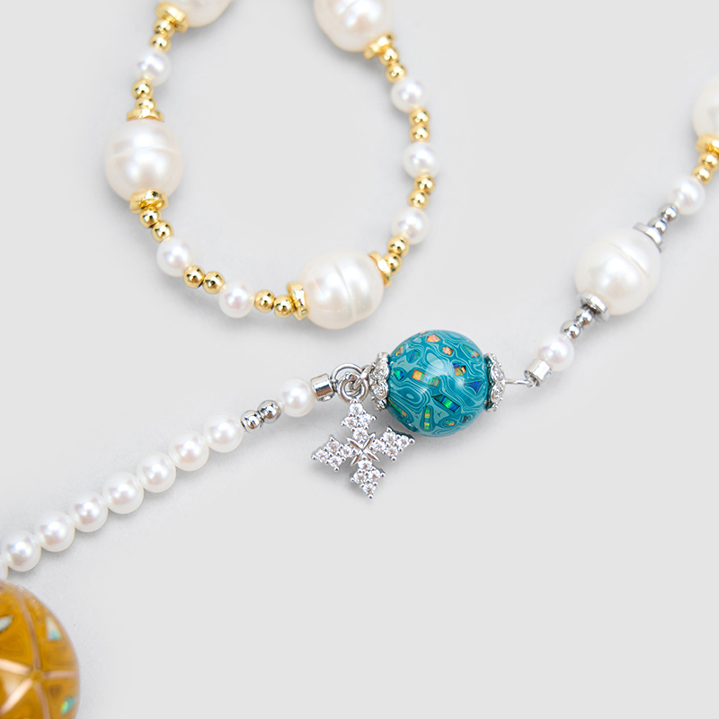Original Handmade Natural Pearls collar chain by OHGG - OHGGRN24305
