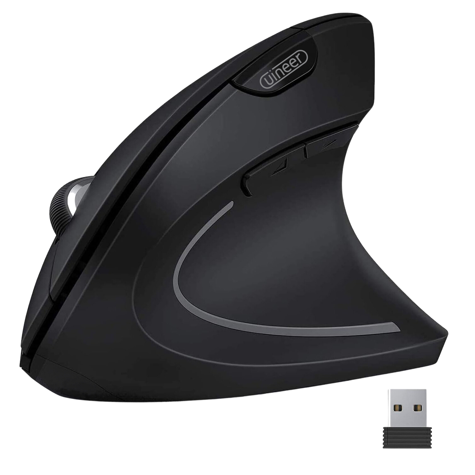 Uineer Wireless Vertical Mouse, Ergonomic 2.4G Wireless Mouse, 3 Adjustable DPI, 6 Buttons Computer Mouse for Laptop, Desktop, PC, MacBook (Black)