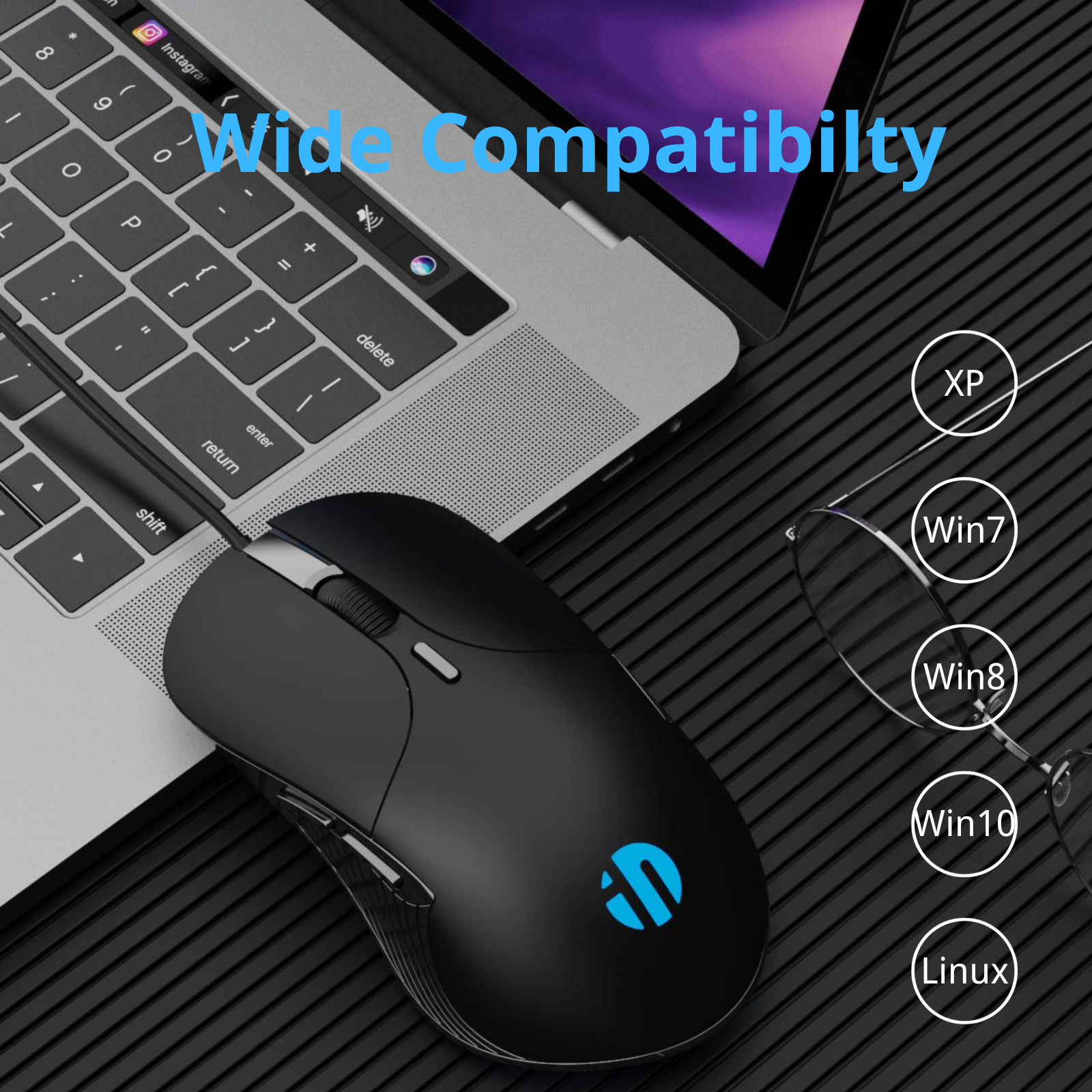 Wired Mouse, USB Wired Mouse with Silent Click, 4800DPI Adjustable & 6 Programmable Buttons, Optical Tracking, Ergonomic Design, USB Mouse for PC Laptop Computer(Black)