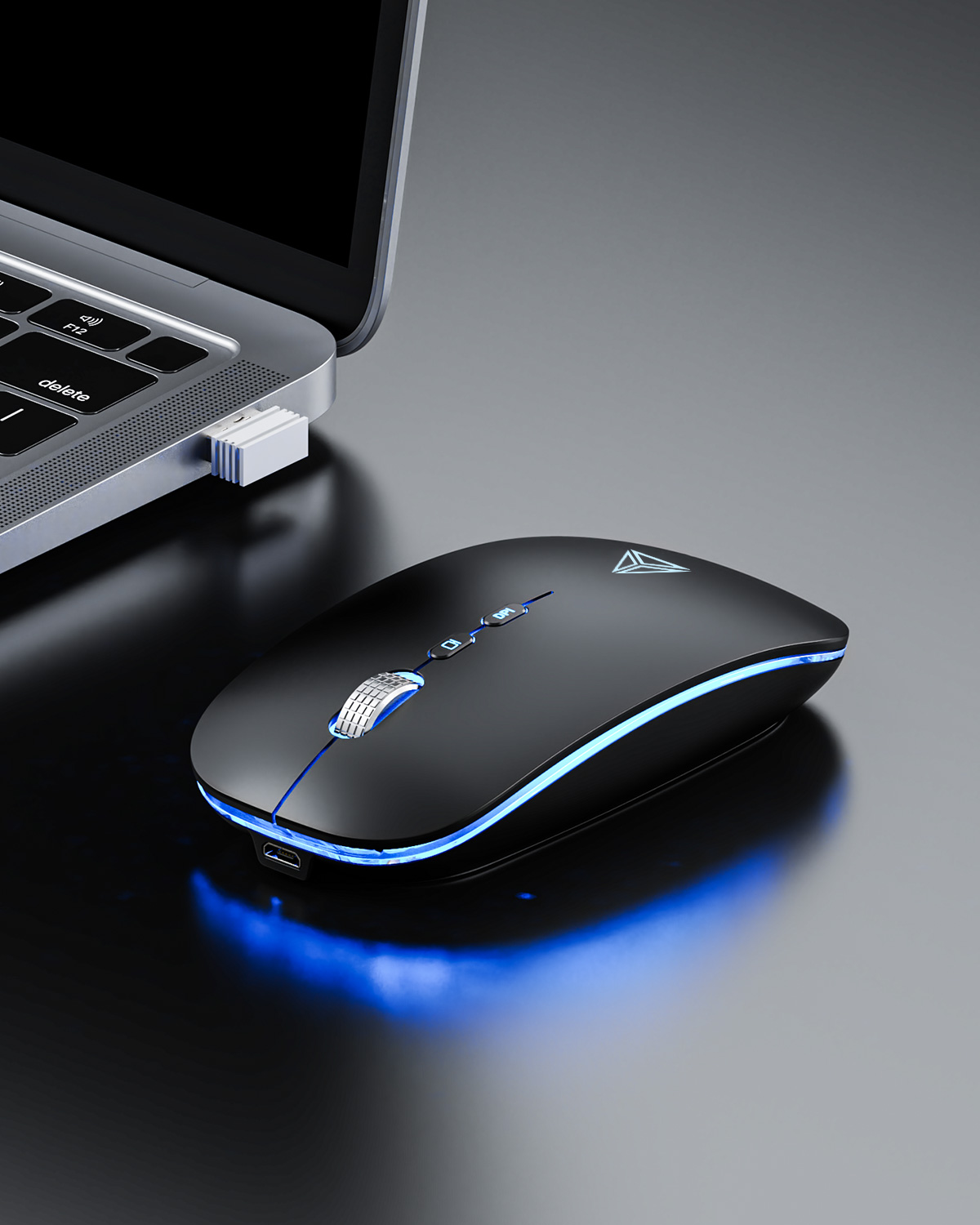 Uineer Bluetooth Mouse, Rechargeable Bluetooth (BT 5.1+2.4G) Wireless Mouse, Silent Computer Mice for Laptop Desktop, MacBook, Windows, Mac OS(Black)